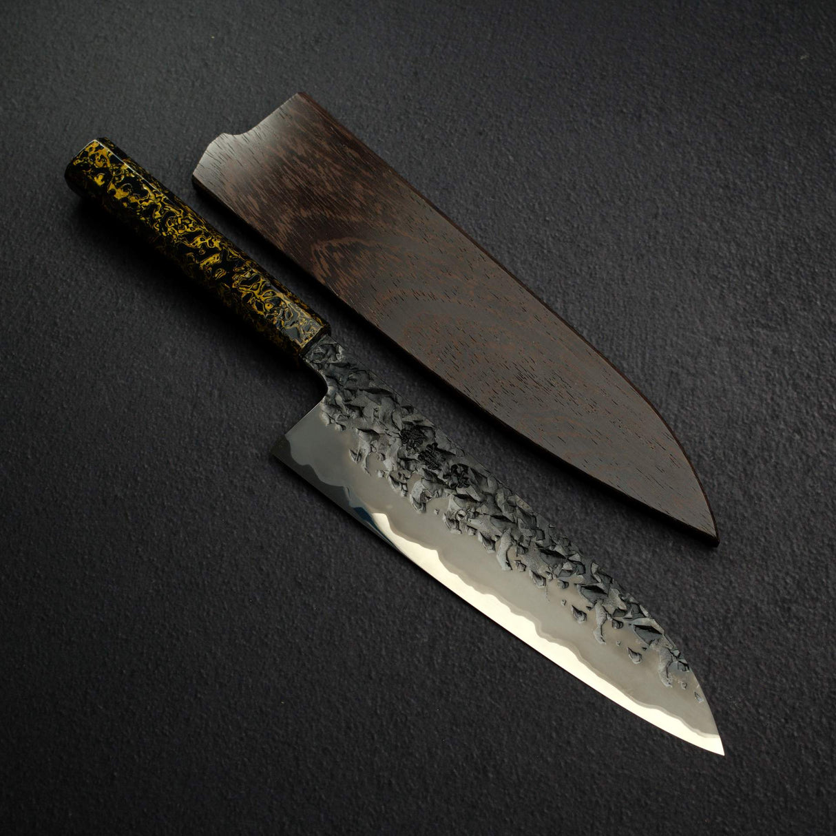 Kisuke x Xinguo Blue 1 Tsuchime Gyuto 210mm w/ Saya & Urushi Handle