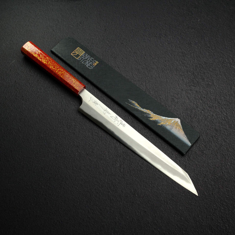 真崎 青鋼二號 鏡面 切付 柳刃 240mm w/ 漆塗 Handle and Guard