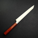 真崎 青鋼二號 鏡面 切付柳刃 240mm 附漆塗刀柄與護手
