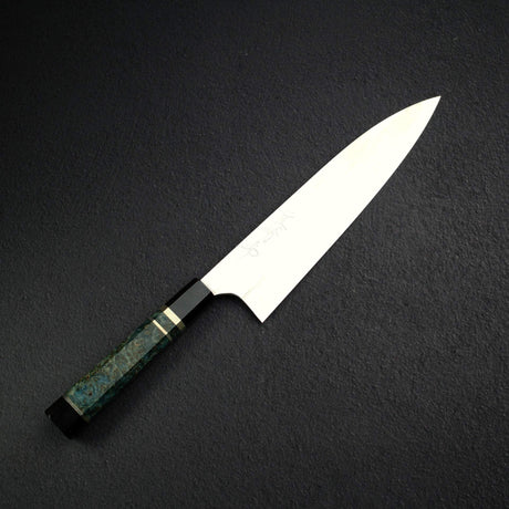Mazaki Blue 1 Mizu-Honyaki Gyuto 240mm w/ Burl Handle Wenge Saya