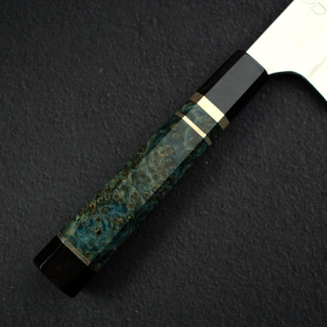 Mazaki Blue 1 Mizu-Honyaki Gyuto 240mm w/ Burl Handle Wenge Saya