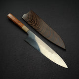 XINGUO Aogami Super Honyaki Gyuto 240mm Marble Ferrule Amboyna Burl Handle with Saya