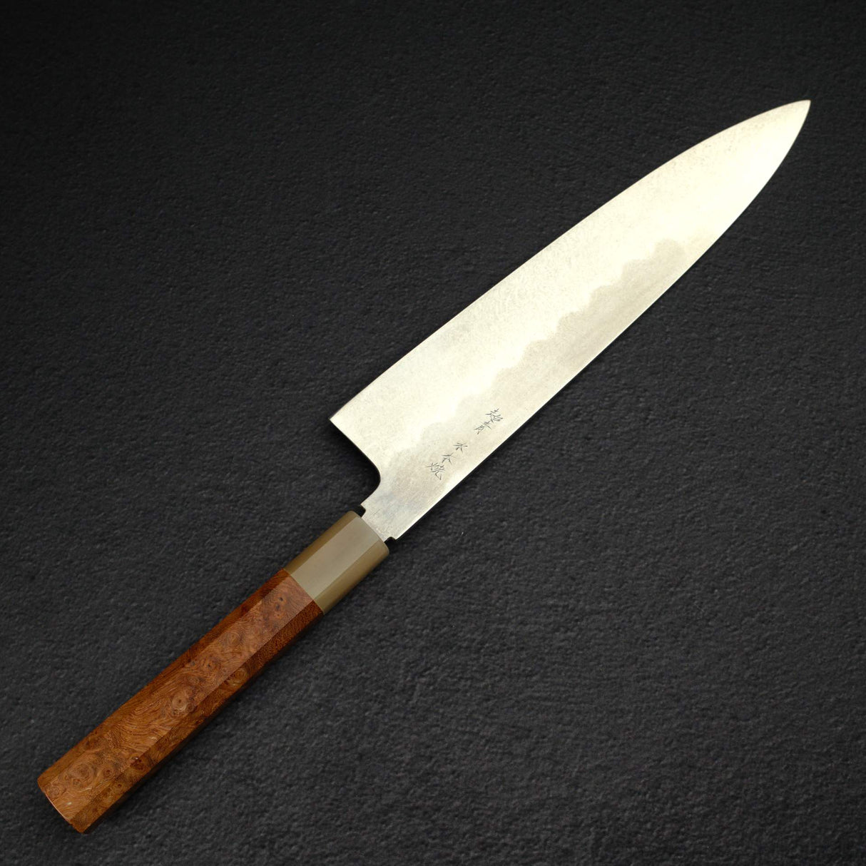 XINGUO Aogami Super Honyaki Gyuto 240mm Marble Ferrule Amboyna Burl Handle with Saya