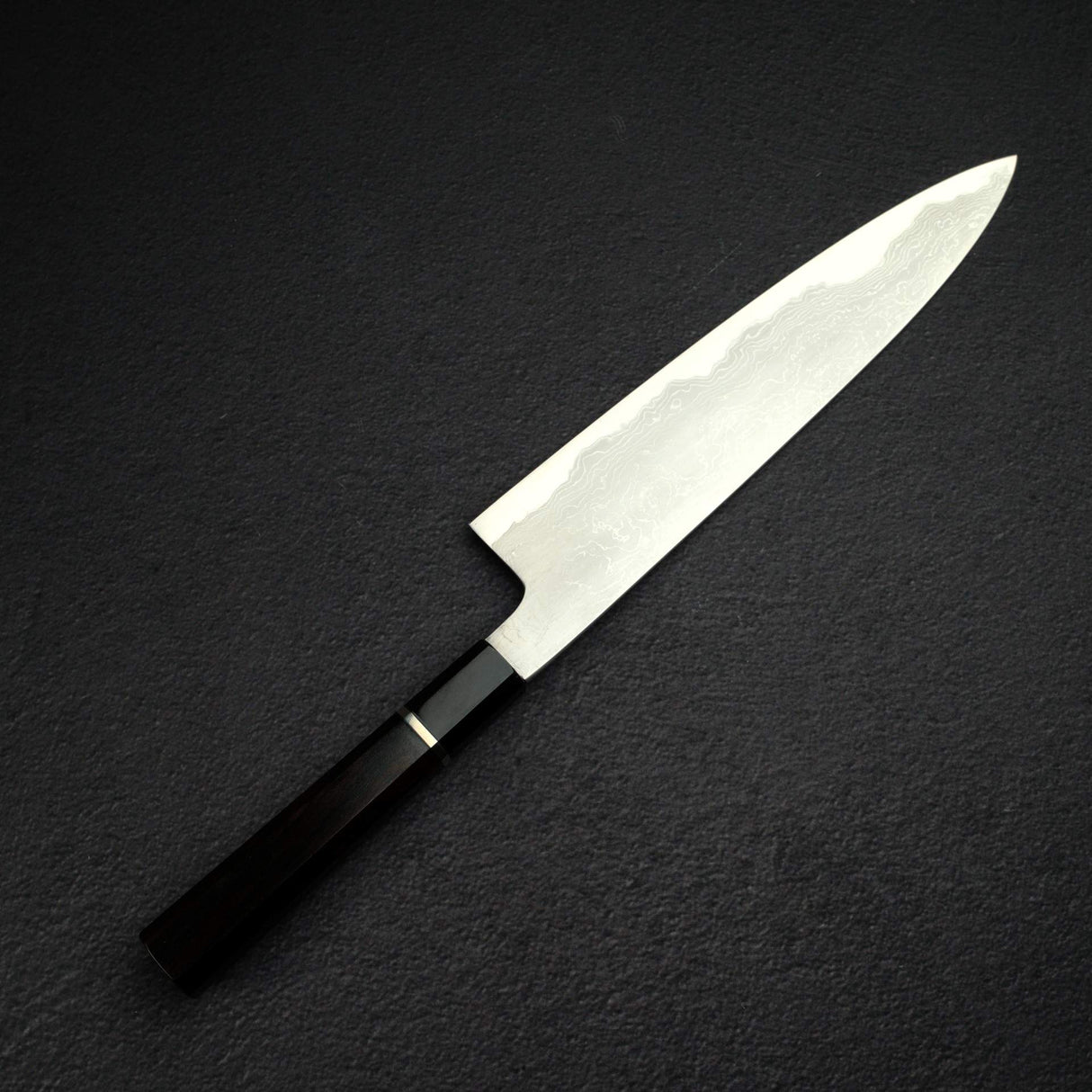 Hatsukokoro Komorebi Blue 1 Damascus Gyuto 240mm w/ Saya, Un-engraved