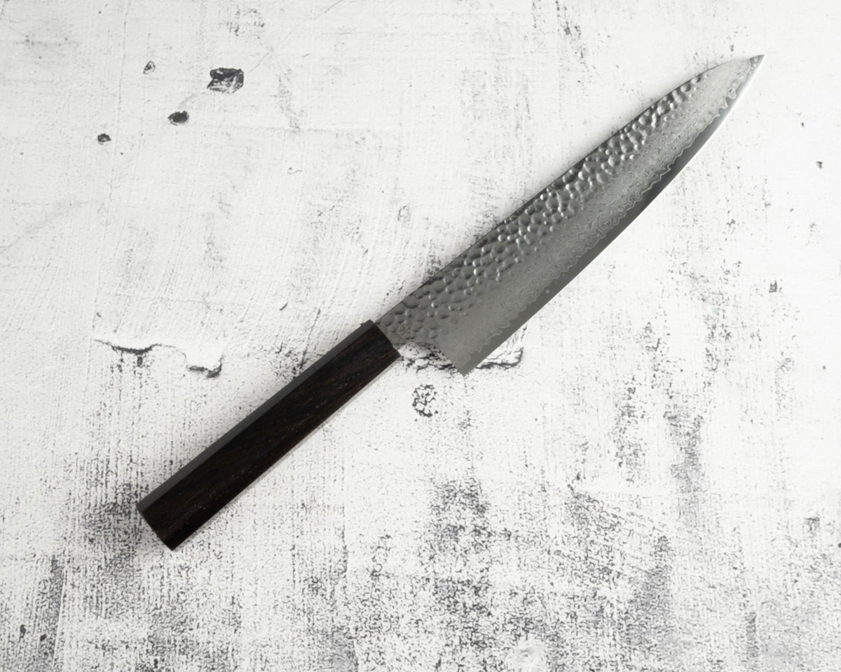 Octagonal Mono Ebony handle mounted on knife