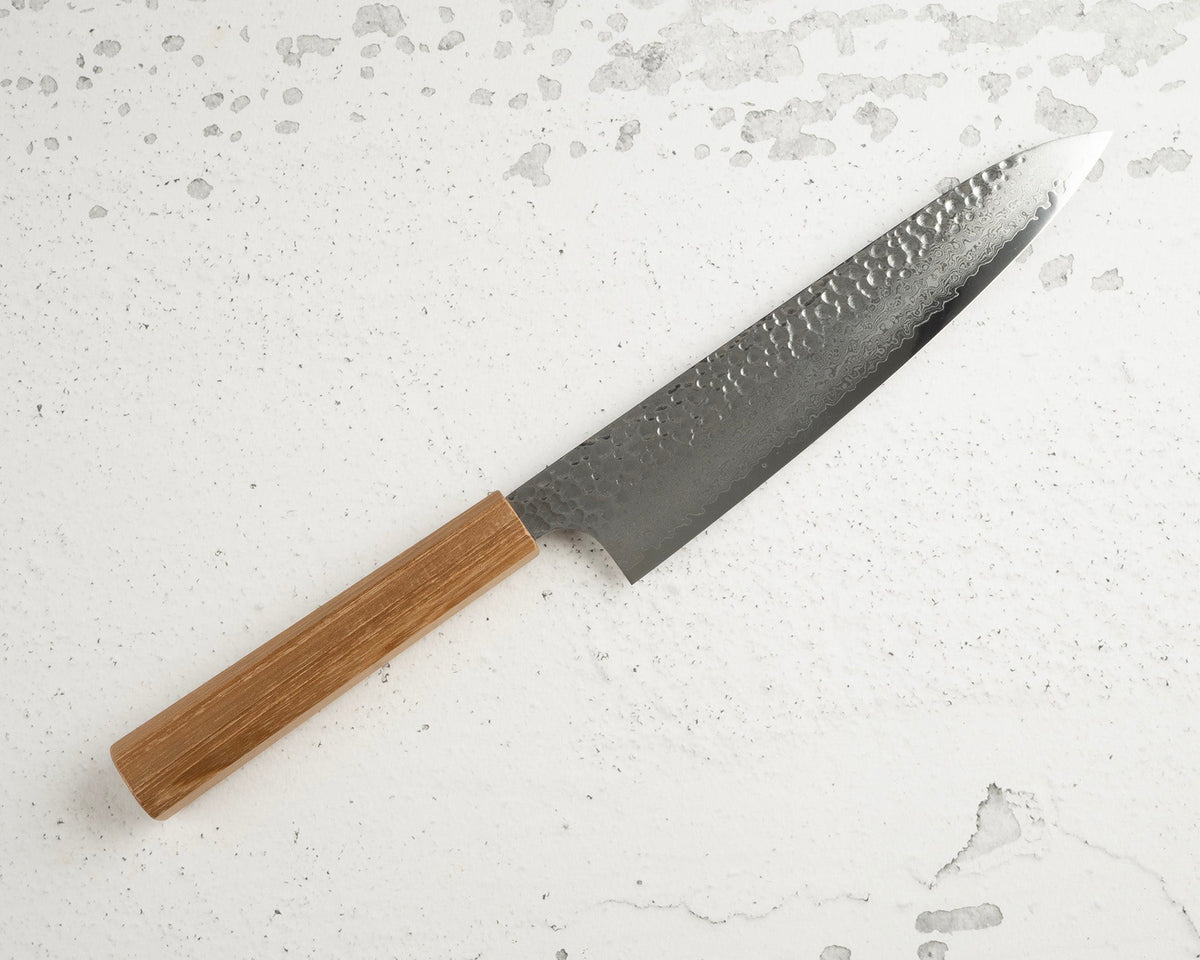 Octagonal Teak Mono handle mounted on knife
