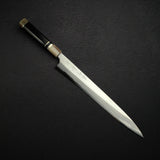 真崎 青鋼二號 鏡面 柳刃 300mm 附三層間隔黑檀木手柄及刀鞘
