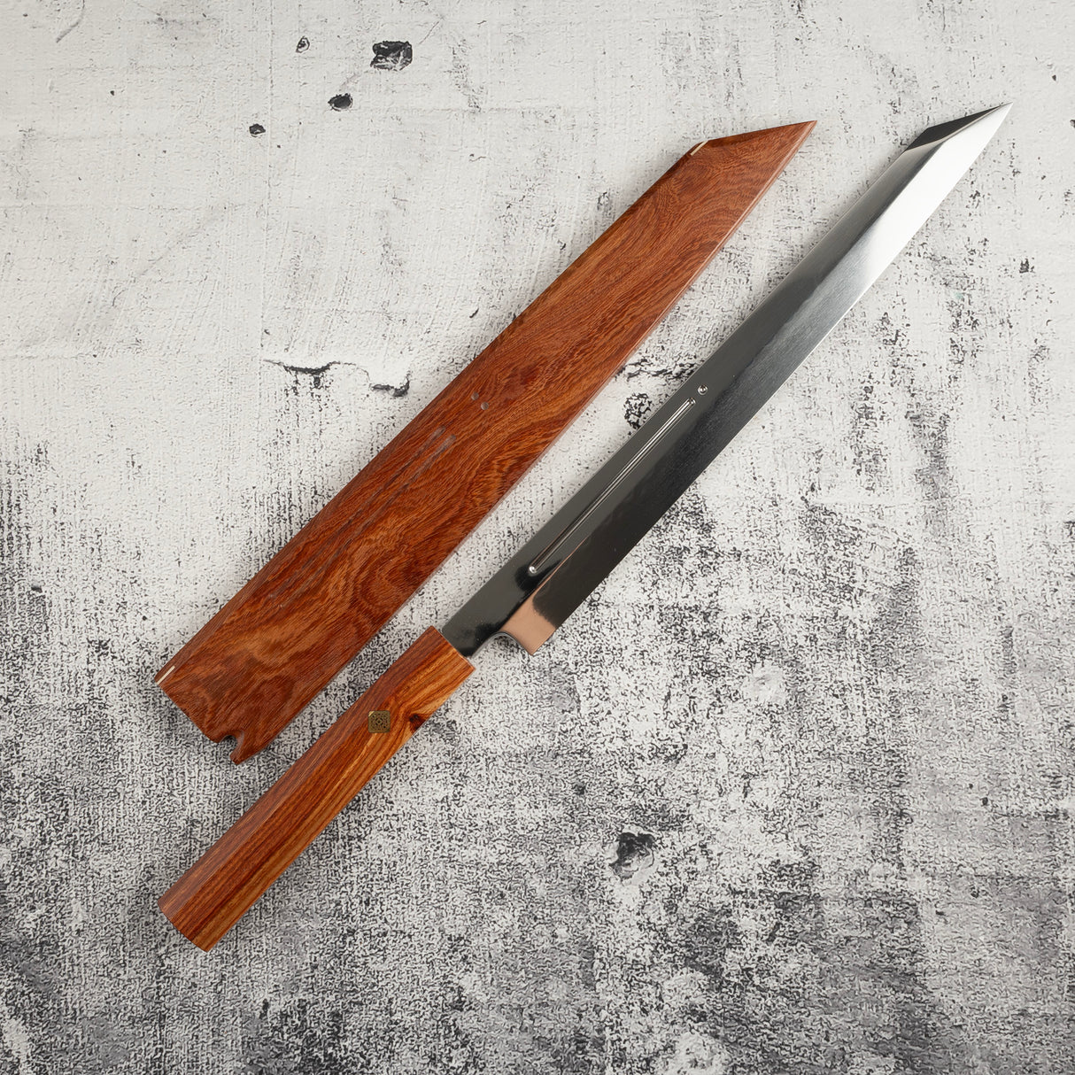 珍稀：池田義一 Blue #1 水本燒K型柳刃300mm 血槽 Pau Rosa套裝