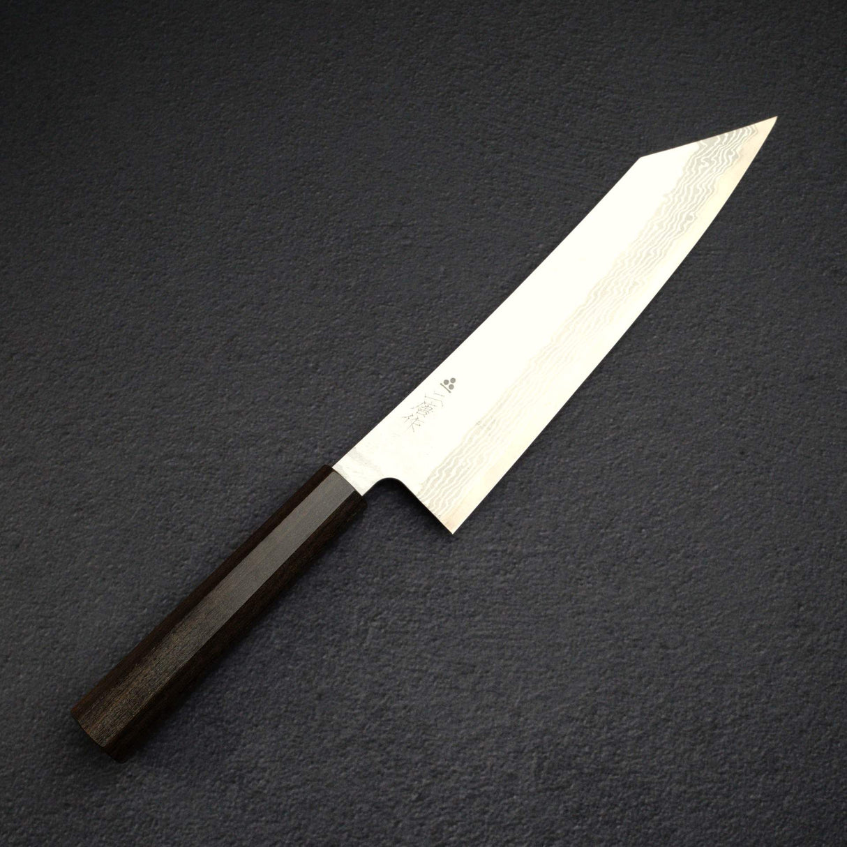 Nigara VG10 Damascus Tsuchime K-tip Gyuto 240mm Black Chacate Handle