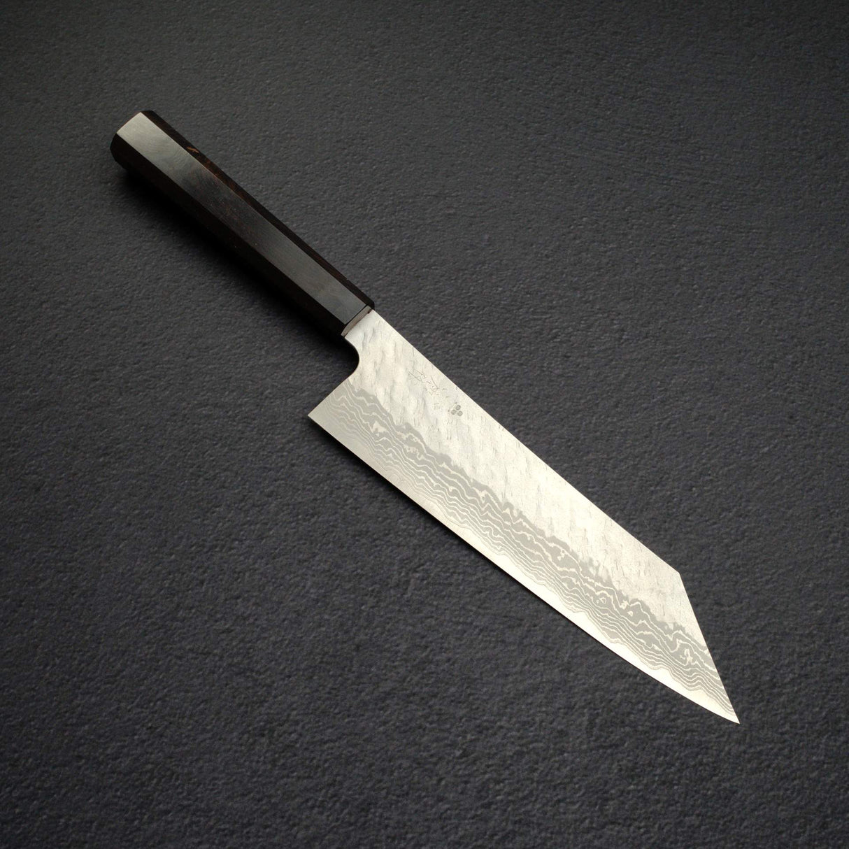 Nigara VG10 Damascus Tsuchime K-tip Gyuto 210mm Black Chacate Handle