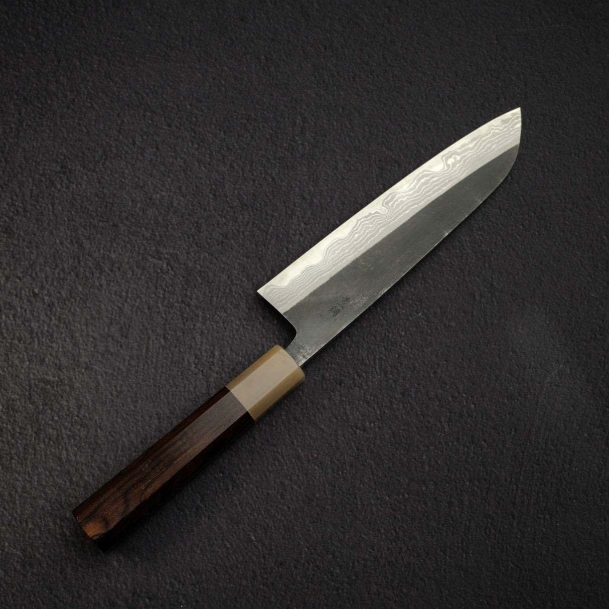 Naoto 青鋼一號 大馬士革 黑打 三德刀 180mm