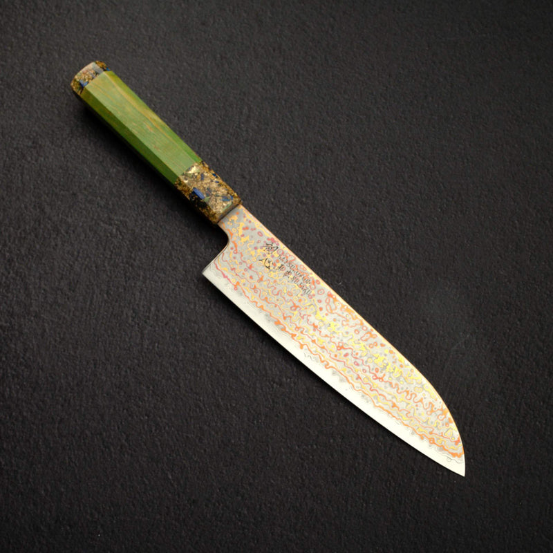 初心 孔雀 V-Toku-2 三德刀 180mm Rainbow 大馬士革 Finish