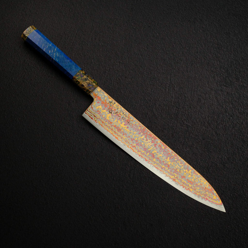初心 孔雀 V-Toku-2 牛刀 240mm Rainbow 大馬士革 Finish Purple