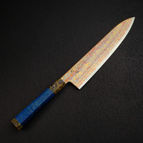 初心 孔雀 V-Toku-2 牛刀 240mm Rainbow 大馬士革 Finish Purple