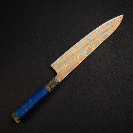 初心 孔雀 V-Toku-2 牛刀 240mm Rainbow 大馬士革 Finish Purple