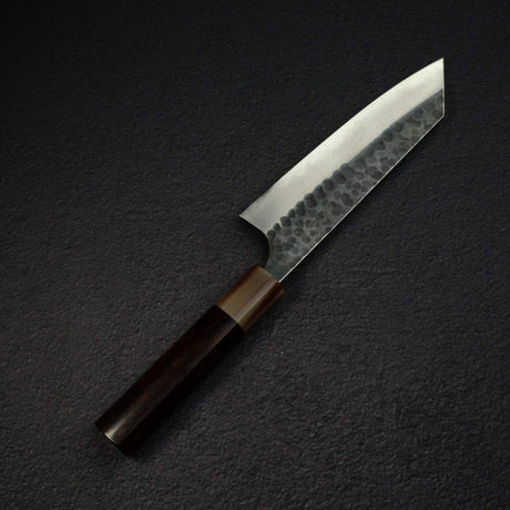 昌景 Koishi AS 文化刀 175mm, 超級青鋼 黑打 鎚目 Knives and Stones 岩刃社 Hearted-shaped 鐵木 Handle