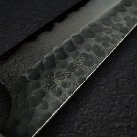 昌景 Koishi AS 文化刀 175mm, 超級青鋼 黑打 鎚目 Knives and Stones 岩刃社 Hearted-shaped 鐵木 Handle