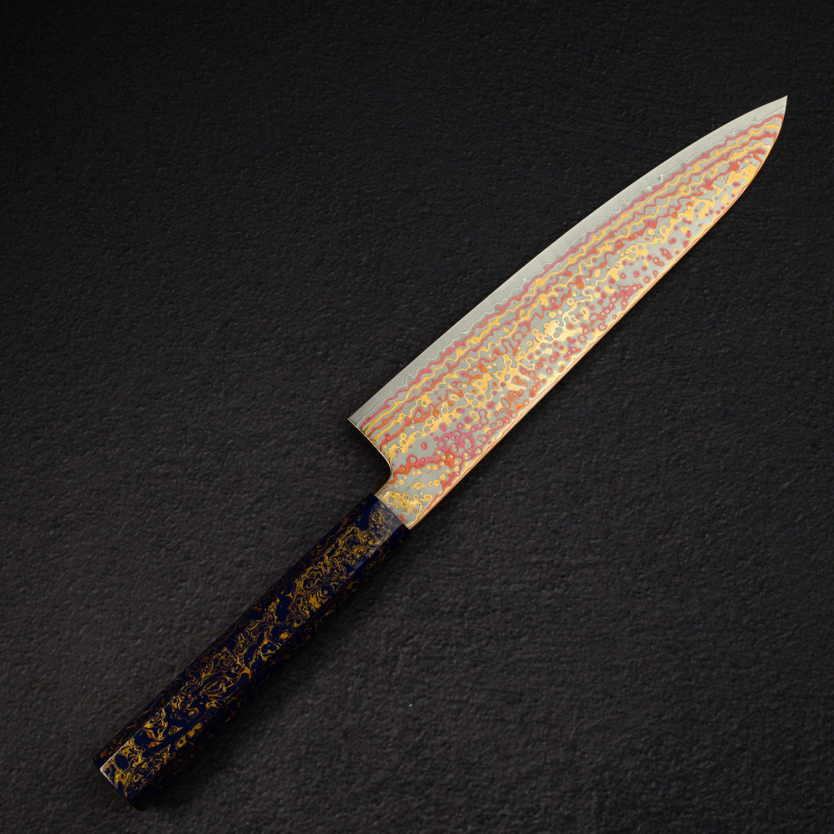 初心 孔雀 V-Toku-2 牛刀 210mm 彩虹大馬士革飾面 漆塗手柄