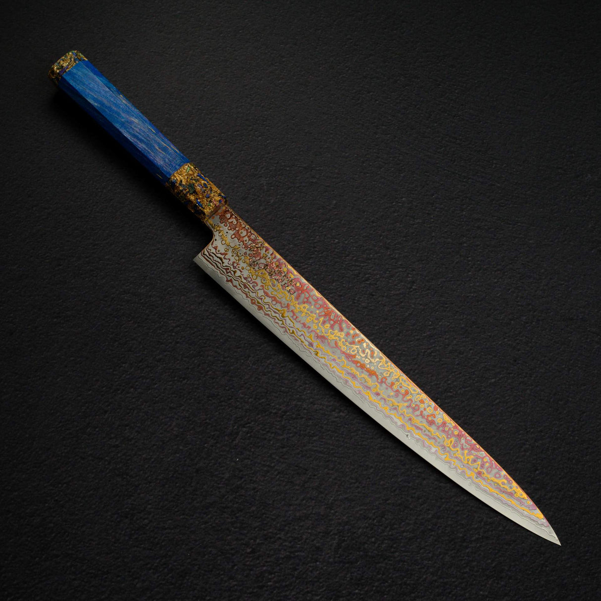 Hatsukokoro Kujaku V-Toku-2 Sujihiki 270mm Rainbow Damascus Finish Purple