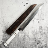 Exotic: Yoshikazu Ikeda Blue #1 Mizu-Honyaki K-tip Yanagiba 300mm / Moribashi Set