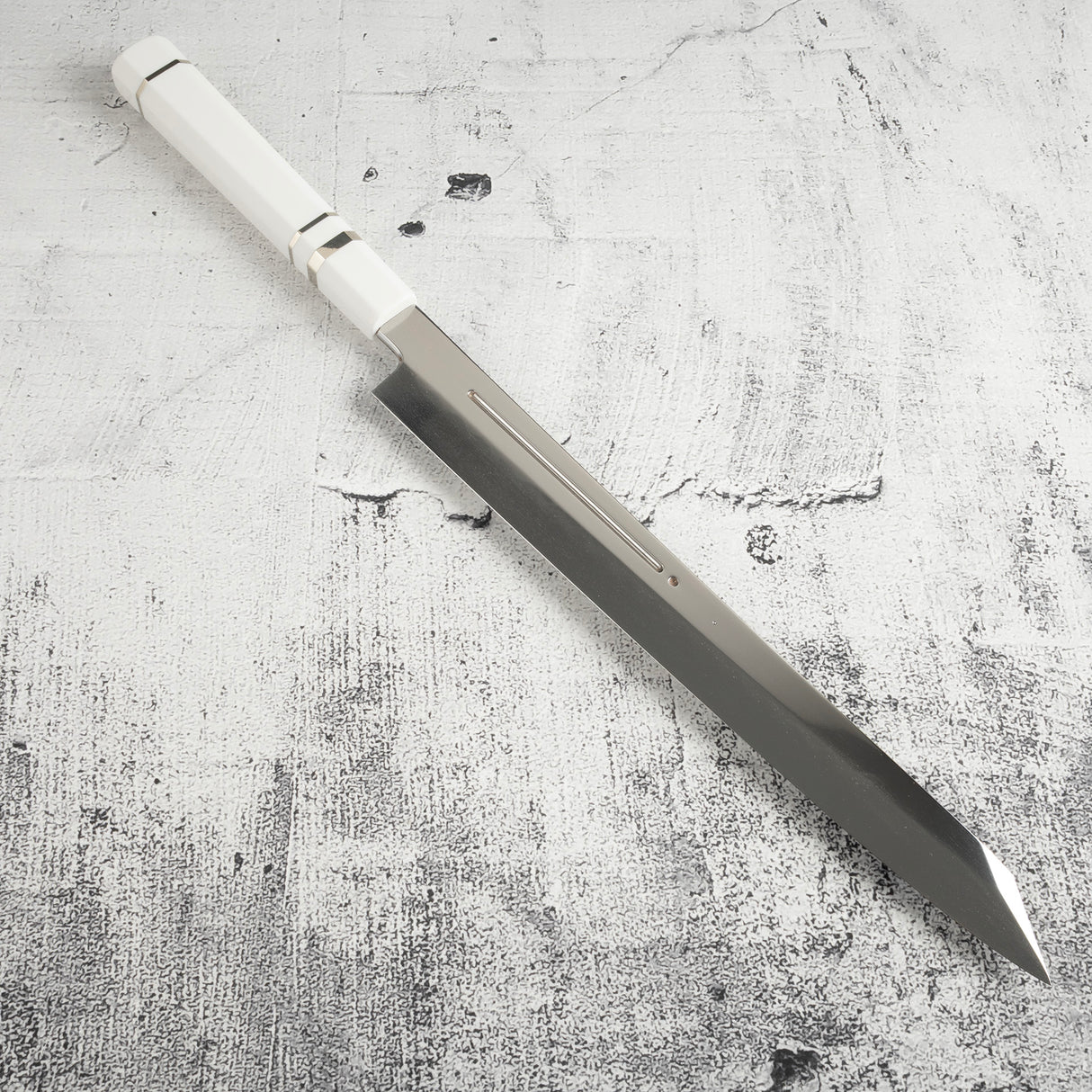 Exotic: Yoshikazu Ikeda Blue #1 Mizu-Honyaki K-tip Yanagiba 300mm / Moribashi Set