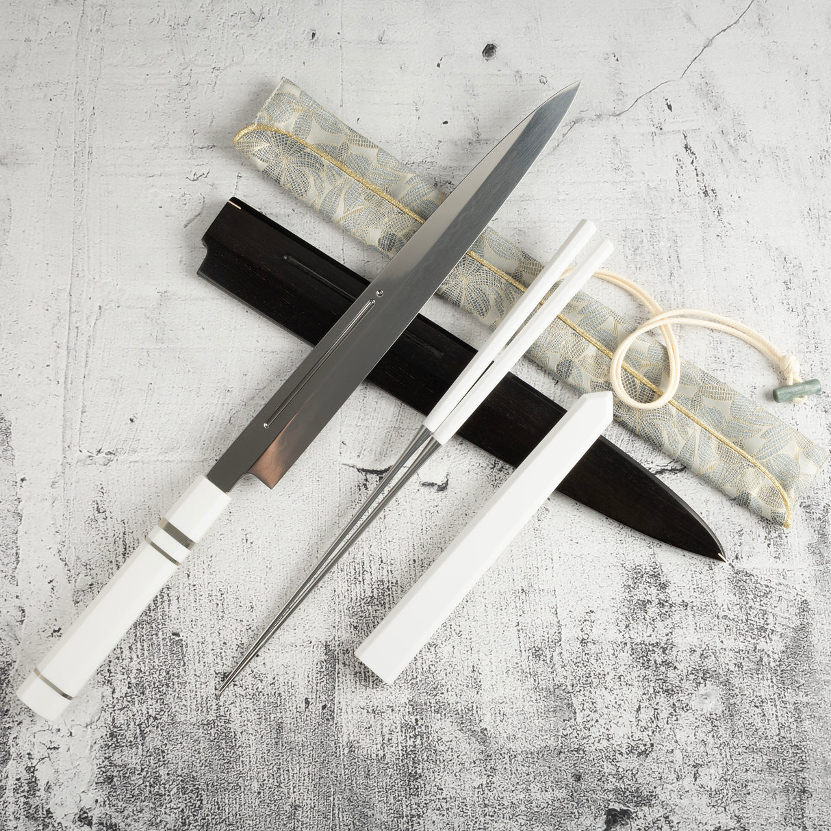 珍稀：池田義一 Blue #1 水本燒K型柳刃300mm 血槽 Pau Rosa套裝