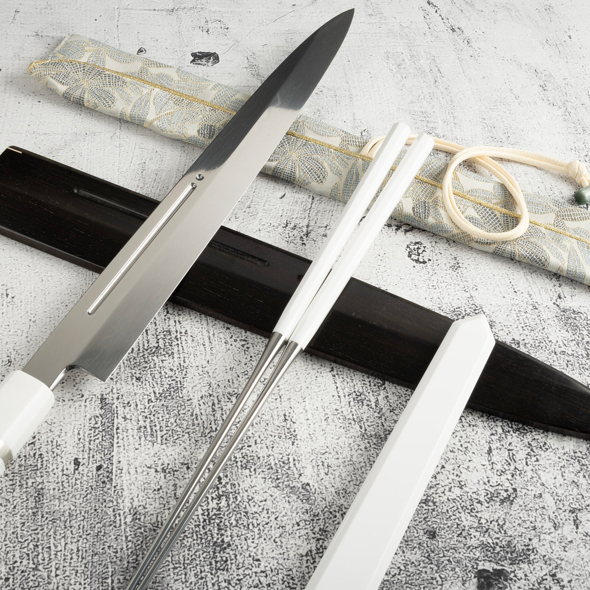 珍稀：池田義一 Blue #1 水本燒K型柳刃300mm 血槽 Pau Rosa套裝