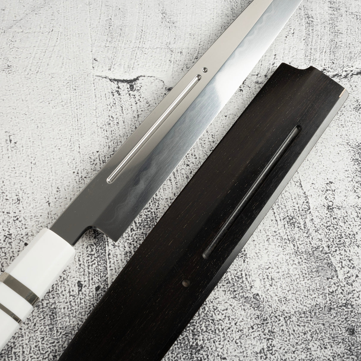 珍稀：池田義一 Blue #1 水本燒K型柳刃300mm 血槽 Pau Rosa套裝