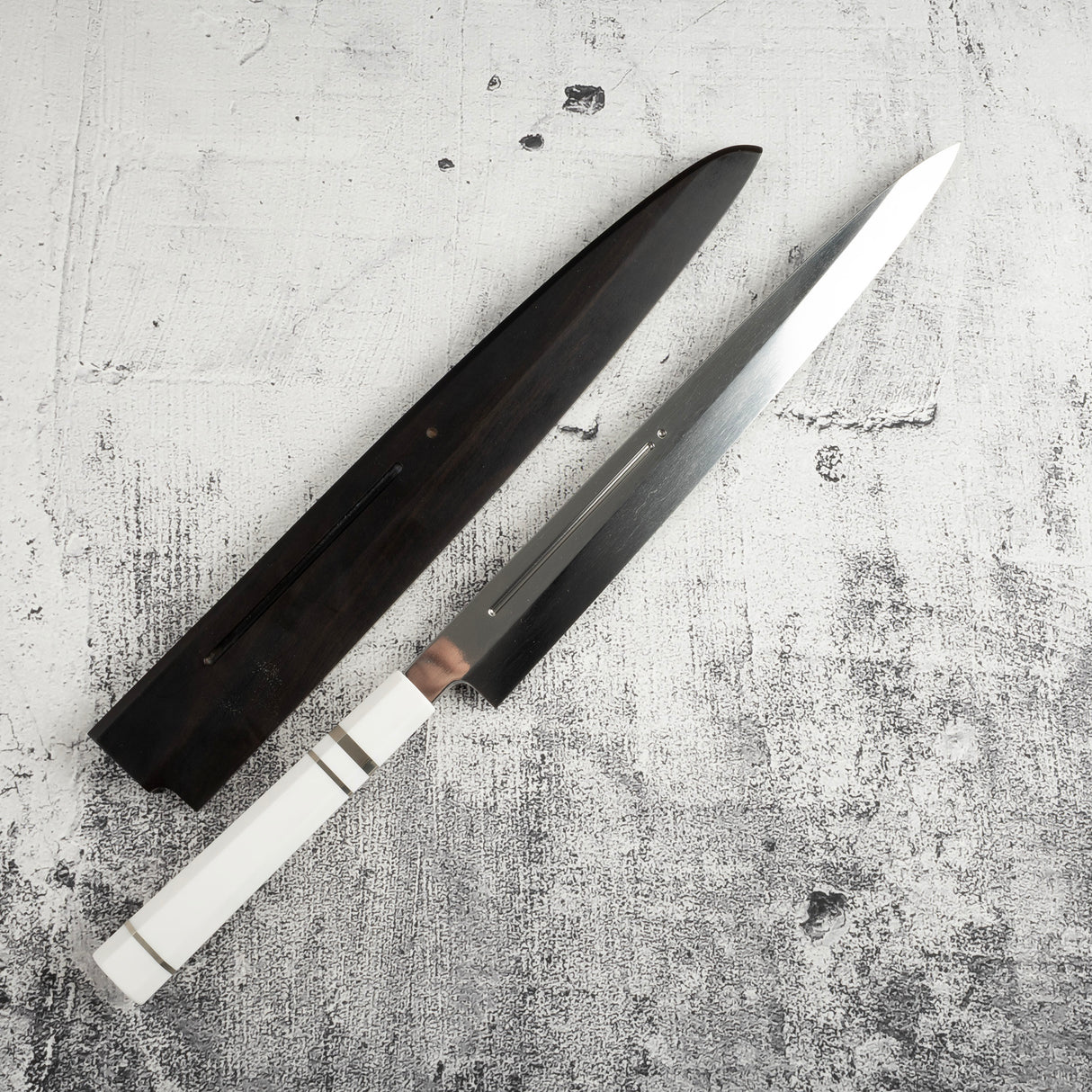 珍稀：池田義一 Blue #1 水本燒K型柳刃300mm 血槽 Pau Rosa套裝