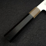 Sukenari ZDP-189 Hairline Santoku 195mm, Ebony Handle with Blonde/Marble Ferrule