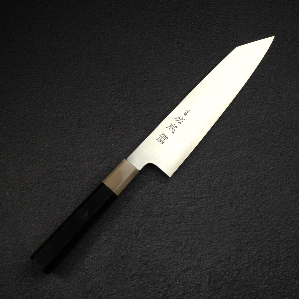 佑成 ZDP-189 Hairline 切付牛刀 210mm, 黑檀木 Handle with Blonde/Marble Ferrule