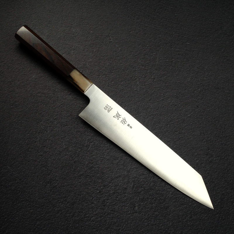 佑成 ZDP-189 髮絲紋 切付牛刀 240mm，黑檀木柄搭配淺色/大理石紋口金