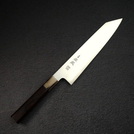 佑成 ZDP-189 髮絲紋 切付牛刀 240mm，黑檀木柄搭配淺色/大理石紋口金