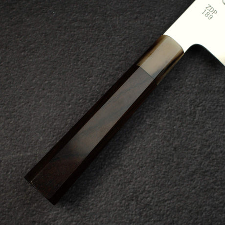 佑成 ZDP-189 髮絲紋 切付牛刀 240mm，黑檀木柄搭配淺色/大理石紋口金