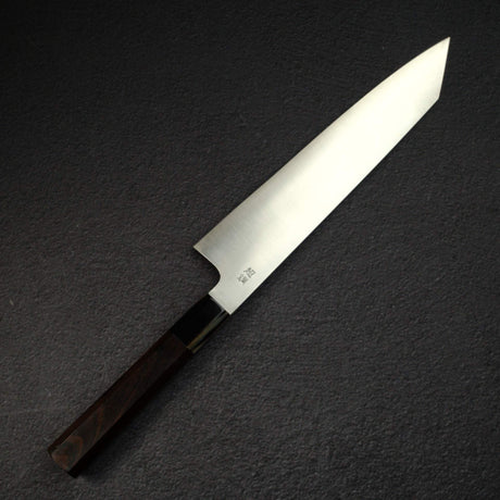 佑成 ZDP-189 髮絲紋 切付牛刀 240mm，黑檀木柄搭配淺色/大理石紋口金