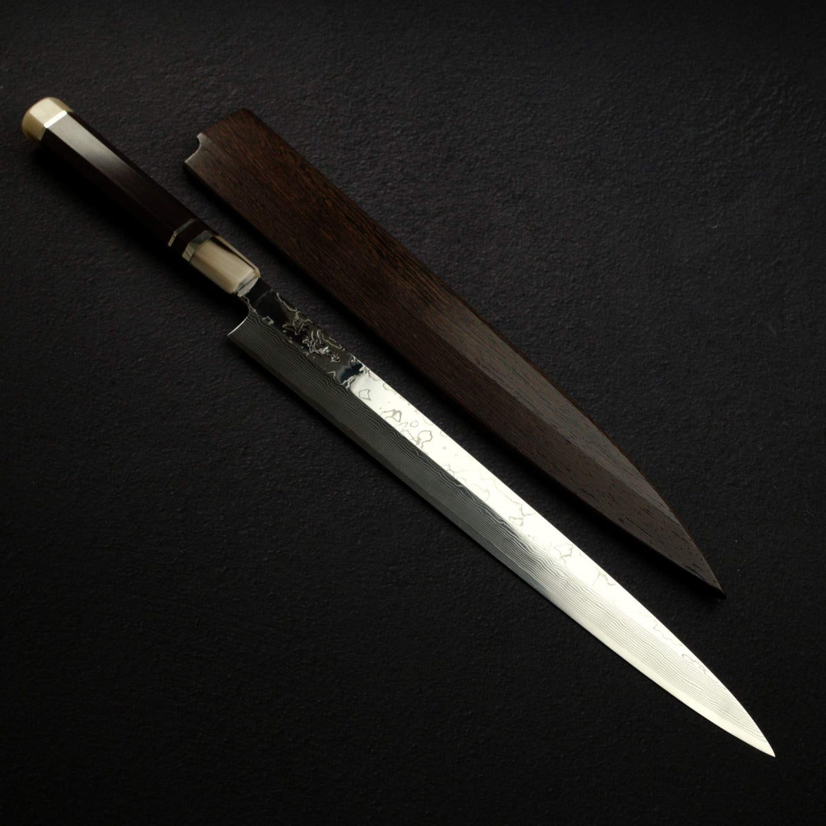 佑成 VG-10 大馬士革 柳刃 330mm, 黑檀木 Three Spacer Handle