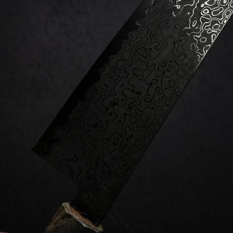 初心 流冰 SG2鋼 / SG2粉末高速鋼 黑 大馬士革 切付 牛刀 240mm 樺木