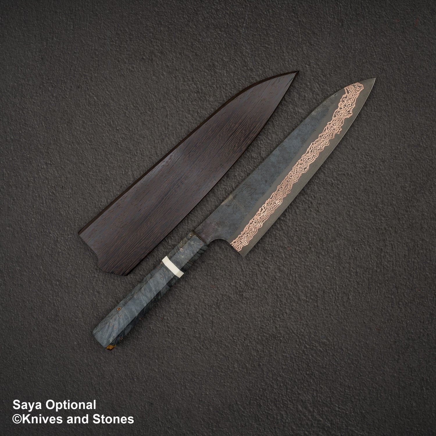 Hatsukokoro x Nigara Yorokobi SLD 銅大馬士革牛刀 210 毫米樺木手柄