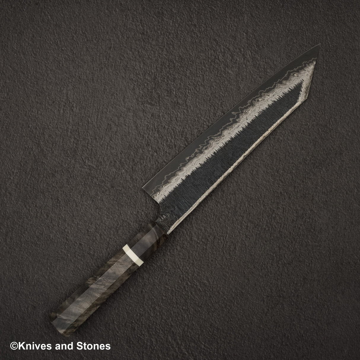 Hatsukokoro Itadaki Blue2 &amp; White2 雙核大馬士革Tcushime K-tip Gyuto 240毫米樺木手柄