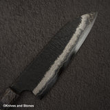 Hatsukokoro Itadaki Blue2 &amp; White2 雙核大馬士革 Tsushime Santoku 180 mm 帶 Saya