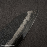 Hatsukokoro Itadaki Blue2 &amp; White2 雙核大馬士革 Tsushime Santoku 180 mm 帶 Saya