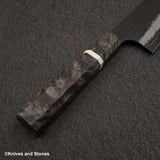 Hatsukokoro Itadaki Blue2 &amp; White2 雙核大馬士革 Tsushime Santoku 180 mm 帶 Saya