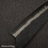 Hatsukokoro Itadaki Blue2 &amp; White2 雙核大馬士革 Tsushime Santoku 180 mm 帶 Saya