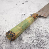 Hatsukokoro Kujaku V-Toku-2 Gyuto 240mm Rainbow Damascus Finish Green