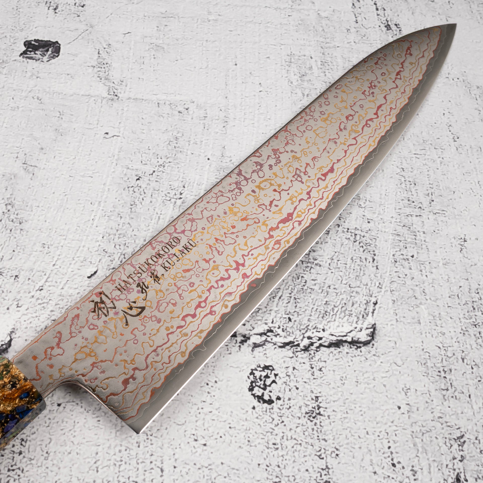 初心孔雀V-Toku-2 牛刀240mm 彩虹大馬士革處理紫– Knives and Stones