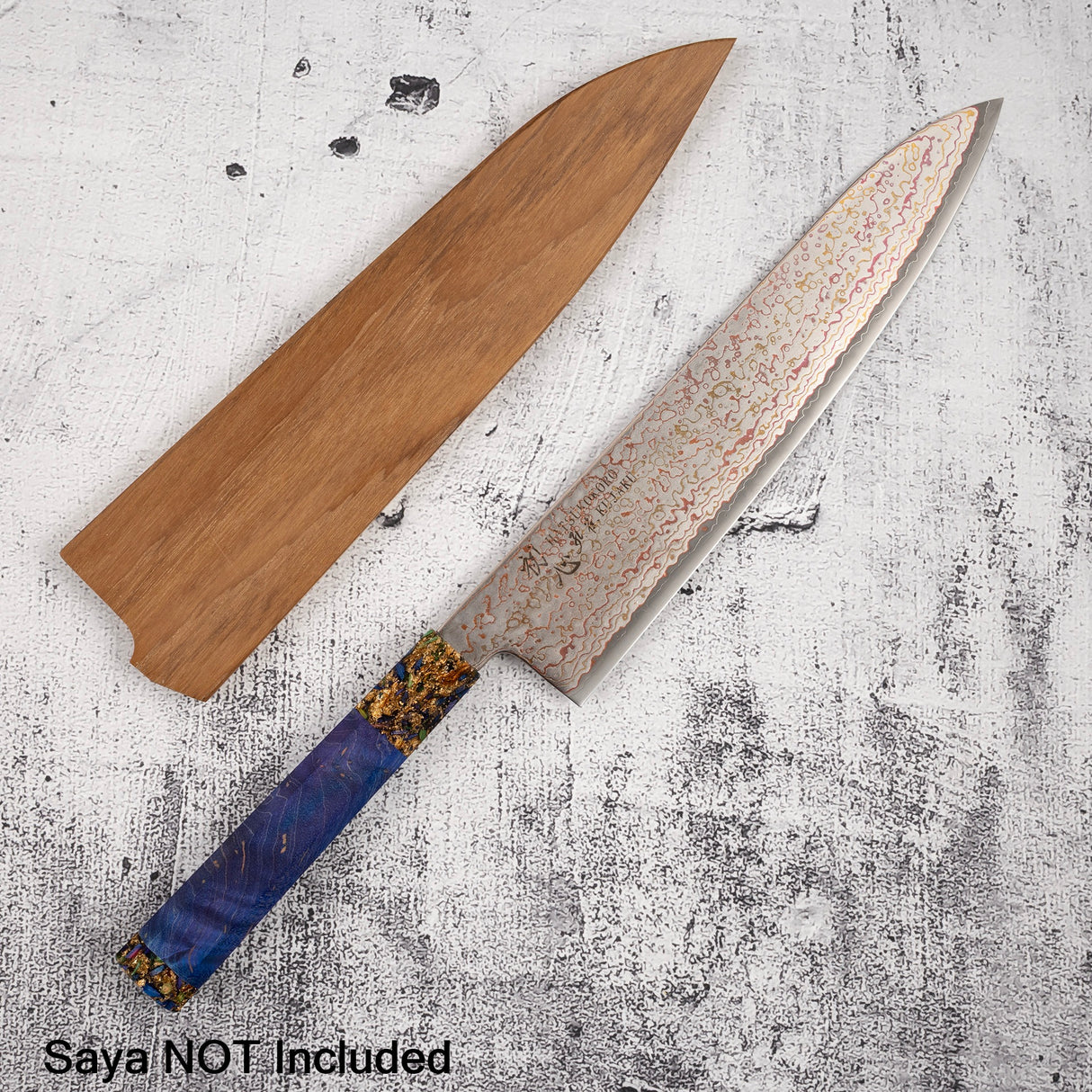 Hatsukokoro Kujaku V-Toku-2 Gyuto 240mm 彩虹大馬士革飾面