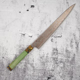 Hatsukokoro Kujaku V-Toku-2 Sujihiki 270mm Rainbow Damascus Finish Green