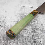 Hatsukokoro Kujaku V-Toku-2 Sujihiki 270mm Rainbow Damascus Finish Green