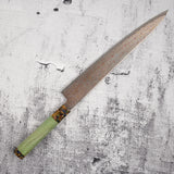 Hatsukokoro Kujaku V-Toku-2 Sujihiki 270mm Rainbow Damascus Finish Green