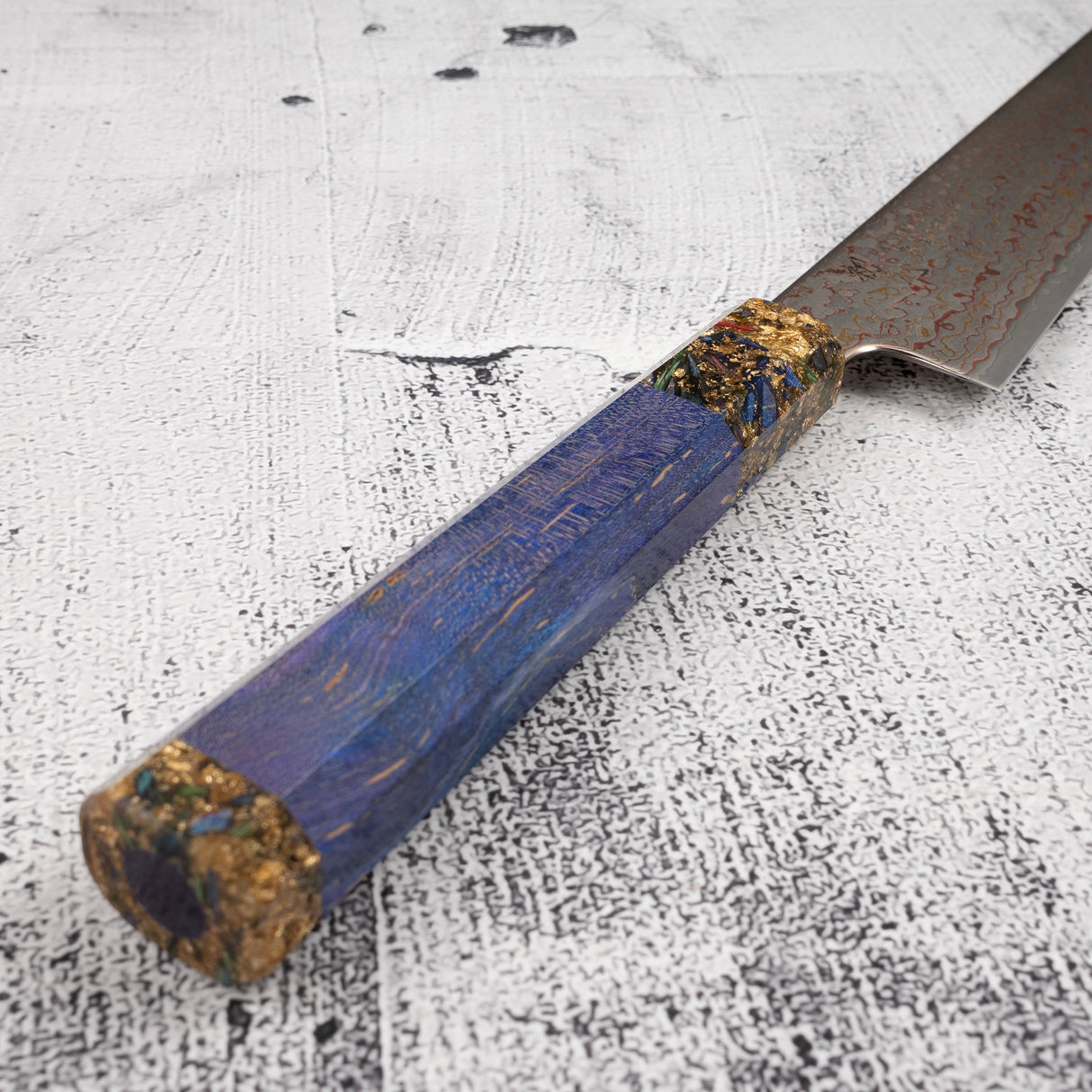 Hatsukokoro Kujaku V-Toku-2 Sujihiki 270mm Rainbow Damascus Finish